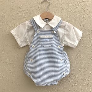 Vintage Overalls and Button Down Layette Set